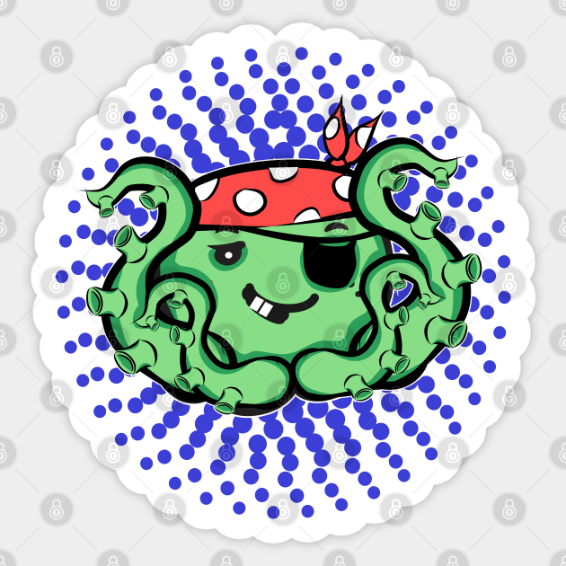 Kawaii pirate Octopus Sticker by Redmanrooster